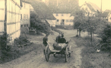 Blick die Dörrsteige hinunter zum Haus Gronbach Senior